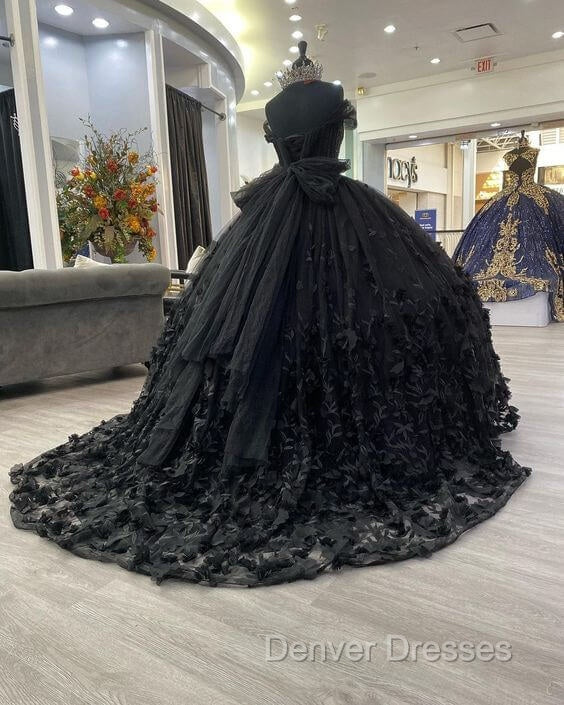 Black Ball Gown Off the Shoulder Quinceanera Dress with Bow Knot Secondary image