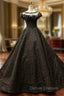 Black Ball Gown Sequins Beading Bateau Prom Dress With Feather