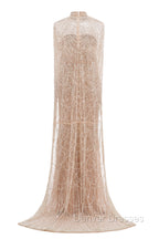 Black Beading Prom Dress Sweep Train High Neck Zipper Sleeveless Evening Dress