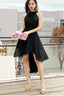 Black Chiffon Halter High Low Party Dress Homecoming Dress, Black Bridesmaid Dresses