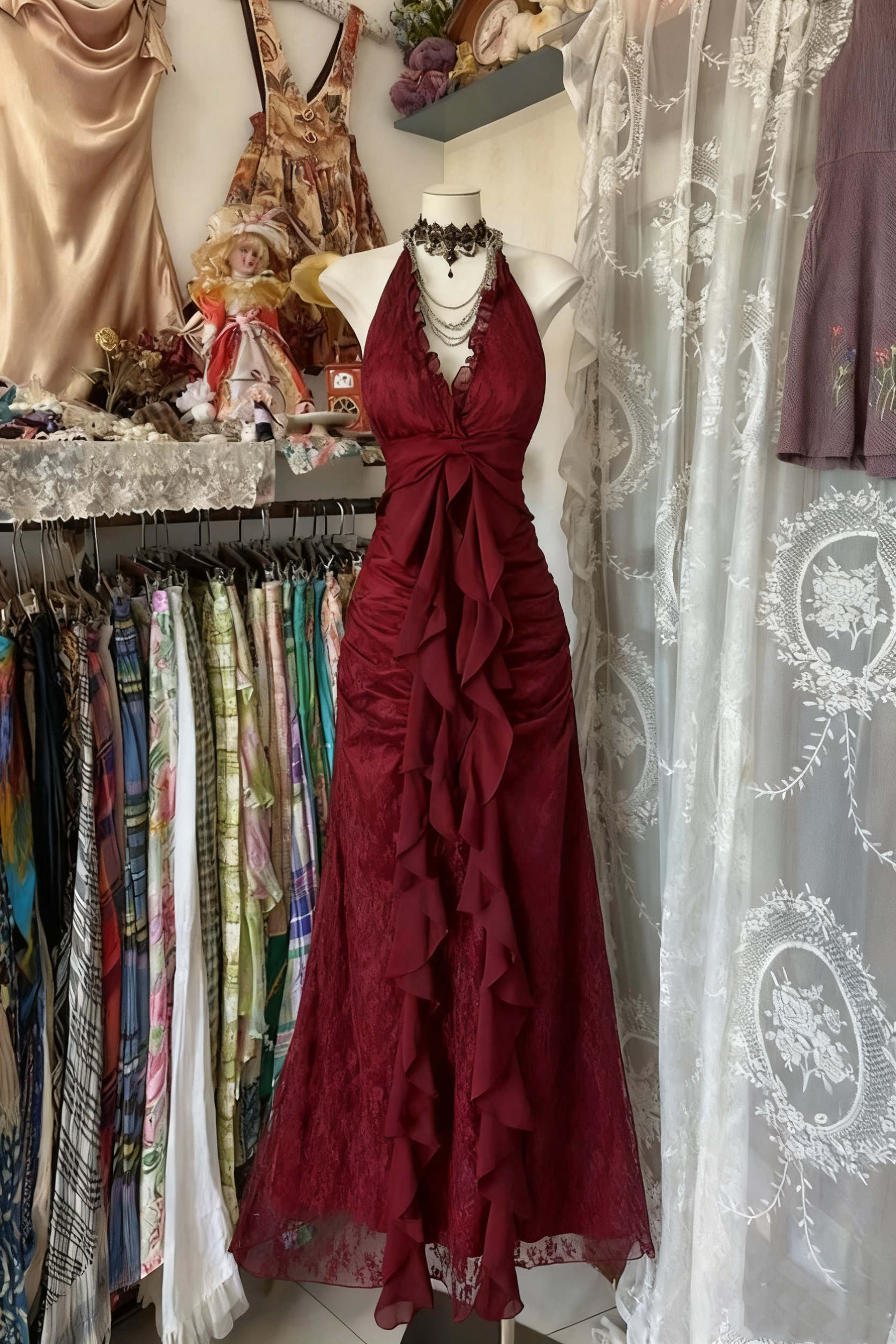 Black Elegant Vintage Prom Party Gown Evening Dress