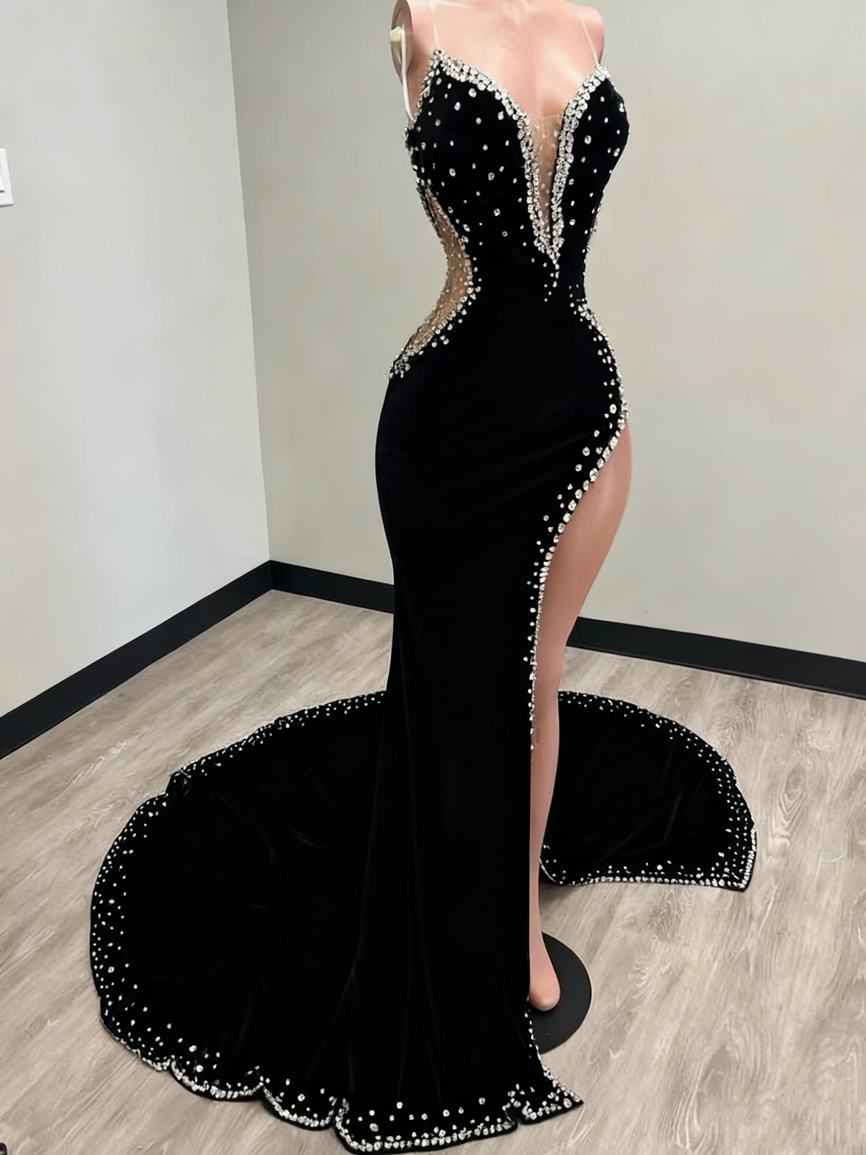 Black Girl Prom Dress Long Mermaid Green Prom Gown With Train