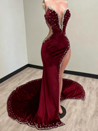 Black Girl Prom Dress Long Mermaid Green Prom Gown With Train
