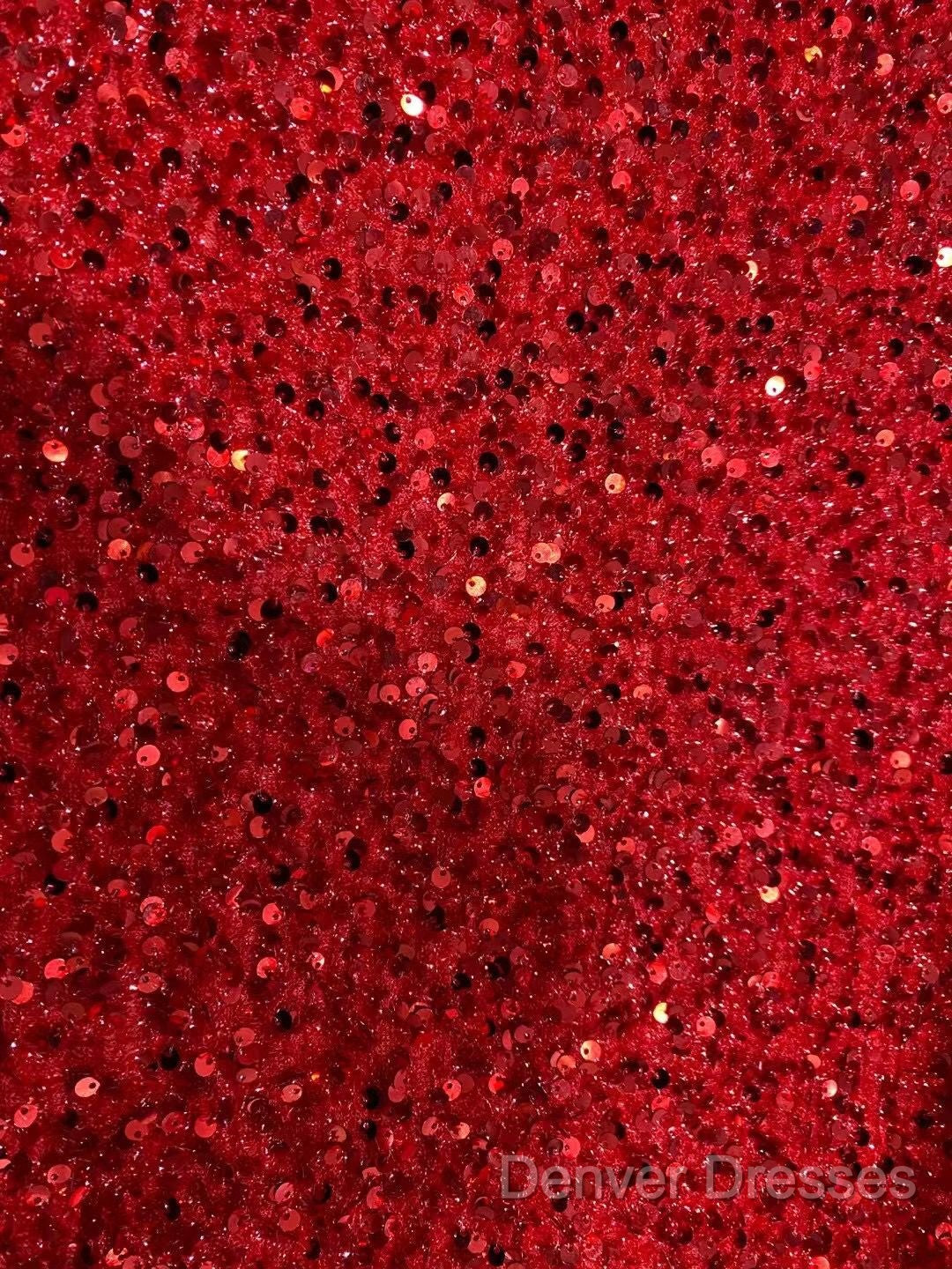 Black Girl Prom Dress One Shoulder Mermaid Red Prom Dress | Cheap Sequins Evening Gowns