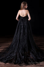 Black Halter Deep V neck Backless Tulle Floro Length Prom Dresses