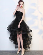 Black High Low Tulle And Applique Fashion Homecoming Dresses, Black Party Dress, Tulle Party Dress