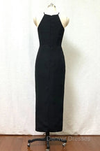 Black High Neck Sheath Chiffon Bridesmaid Dress