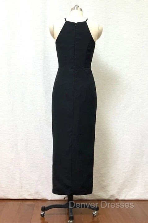 Black High Neck Sheath Chiffon Bridesmaid Dress