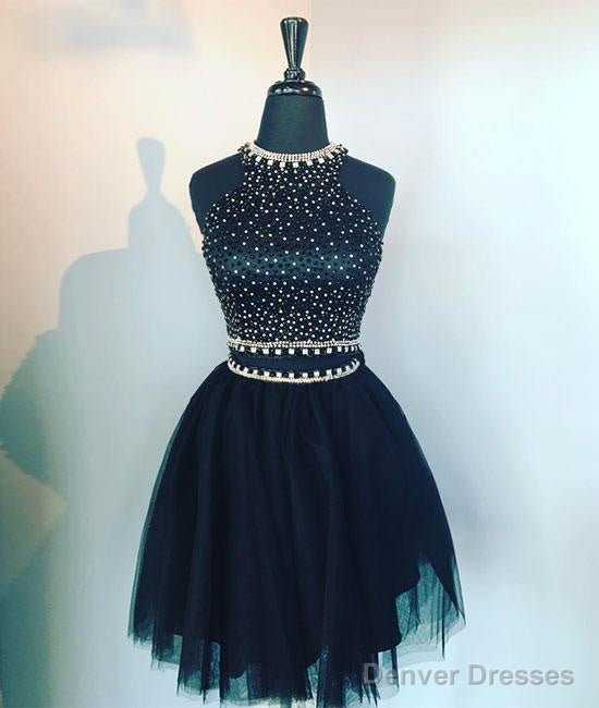 Black High Neck Two Pieces Short Prom Dress Main image
