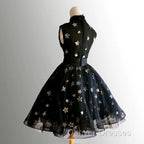 Black High Neckline Short Tulle Prom Dress Black Homecoming Dress Formal Dress prom Dress shops