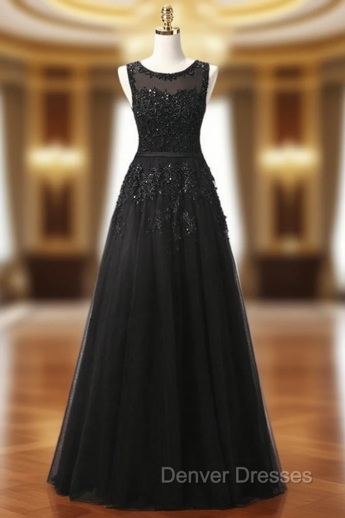 Black Lace Beading Scoop Sleeveless Bridesmaid Dress Main image