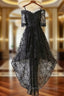 BLACK LACE EVENING DRESS BLACK LACE HIGH LOW PROM DRESS