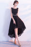 Black Lace High Low Beaded Short Party Dress, Black Homecoming Dress Prom Dress