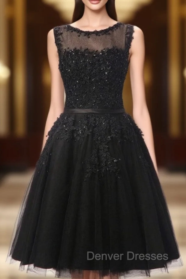 Black Lace Short Beaded Homecoming Dress