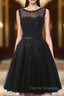 Black Lace Short Beaded Homecoming Dress