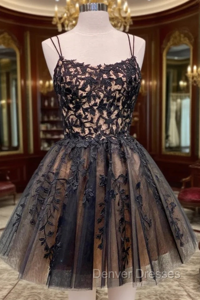 Black Lace Short Prom Dress, Cute A-Line Homecoming Party Dress Main image