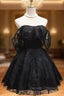 Black Lace Strapless Mini Homecoming Dress