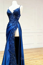 Black Lace V-Neck Long Prom Dress with Slit Birthday Outfits
