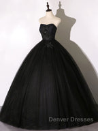 Black Long Prom Dress, Black Lace Formal Evening Dress
