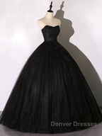 Black Long Prom Dress, Black Lace Formal Evening Dress