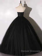 Black Long Prom Dress, Black Lace Formal Evening Dress