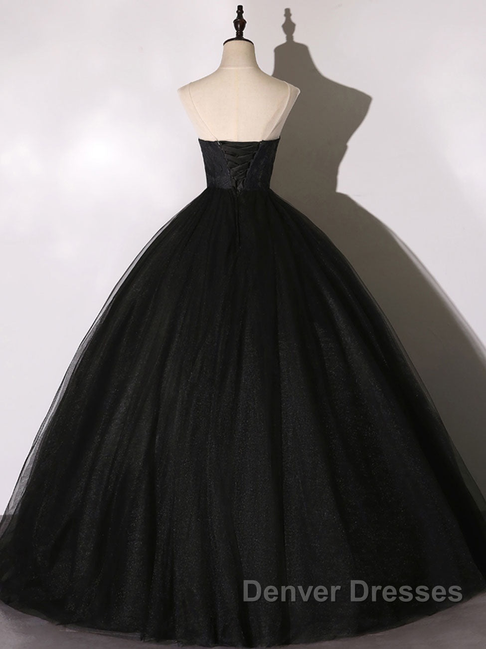 Black Long Prom Dress, Black Lace Formal Evening Dress
