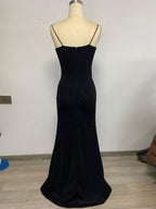 Black Long Prom Dress,Strapless Mermaid Evening Dress,Sparkle Tight Prom Dress