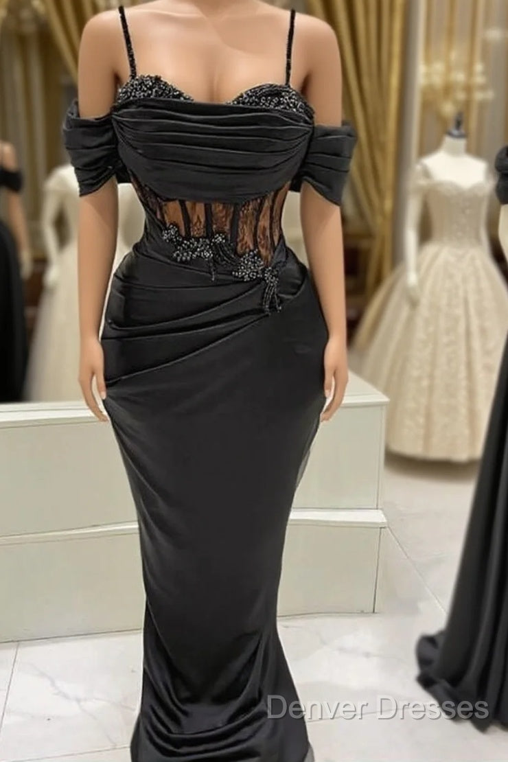 Black Mermaid Corset Prom Dress Appliques Beaded Main image