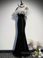 Black mermaid long prom Dress, black evening Dress