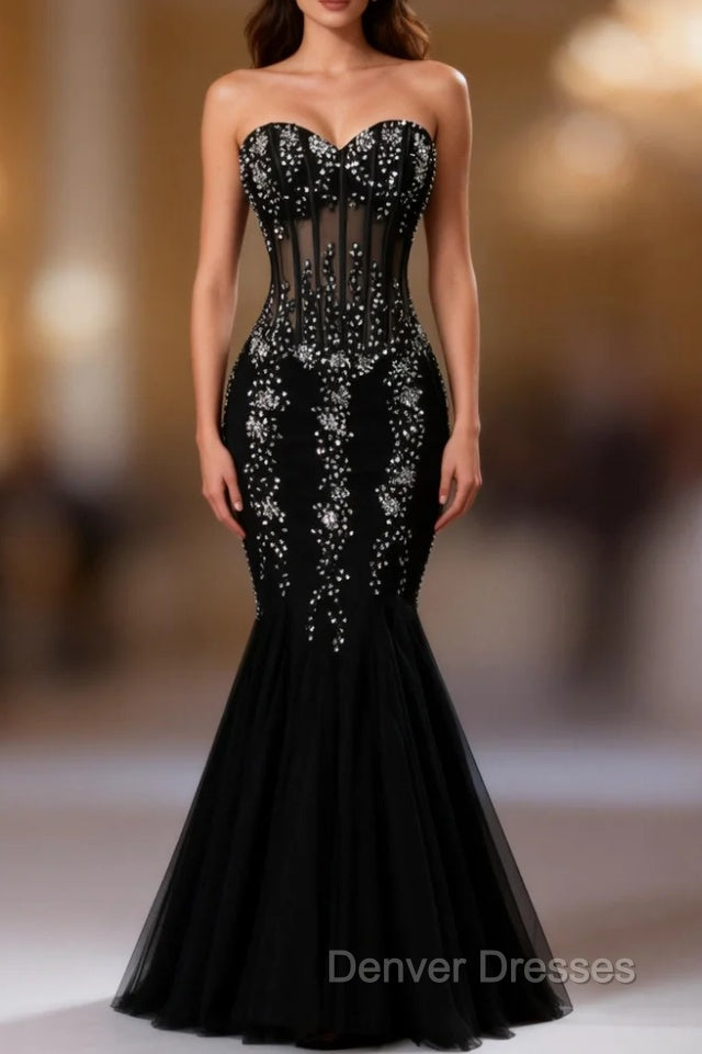 Black Mermaid Prom Dress Sweetheart Evening Dress Main image