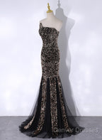 Black Mermaid Sequins Long Prom Dress, Black Evening Dress Party Dress