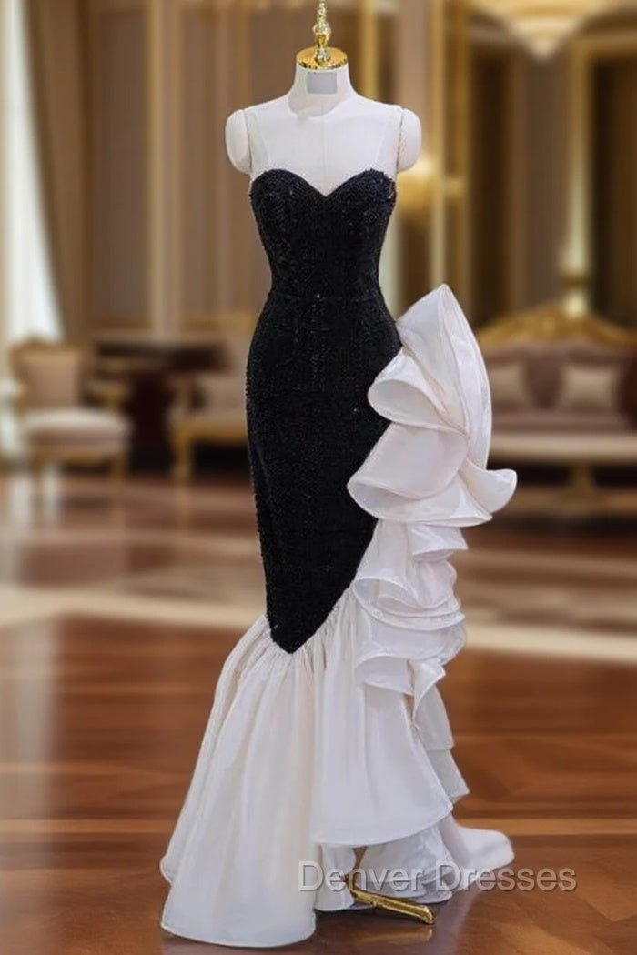 Black Mermaid Sequins Sweetheart Prom Dress