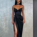 Black Mermaid Spaghetti Straps Cheap Long Evening Prom Dress