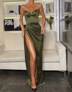 Black Mermaid Spaghetti Straps Cheap Long Evening Prom Dress
