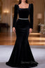 Black Mermaid Velvet Long Sleeve Prom Dress