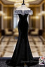 Black Mermaid Velvet Off the Shoulder Prom Dress