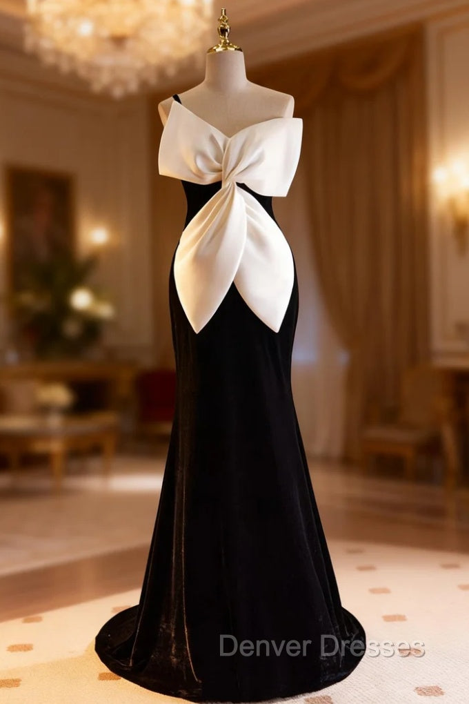 Black Mermaid Velvet One Straps Prom Dress
