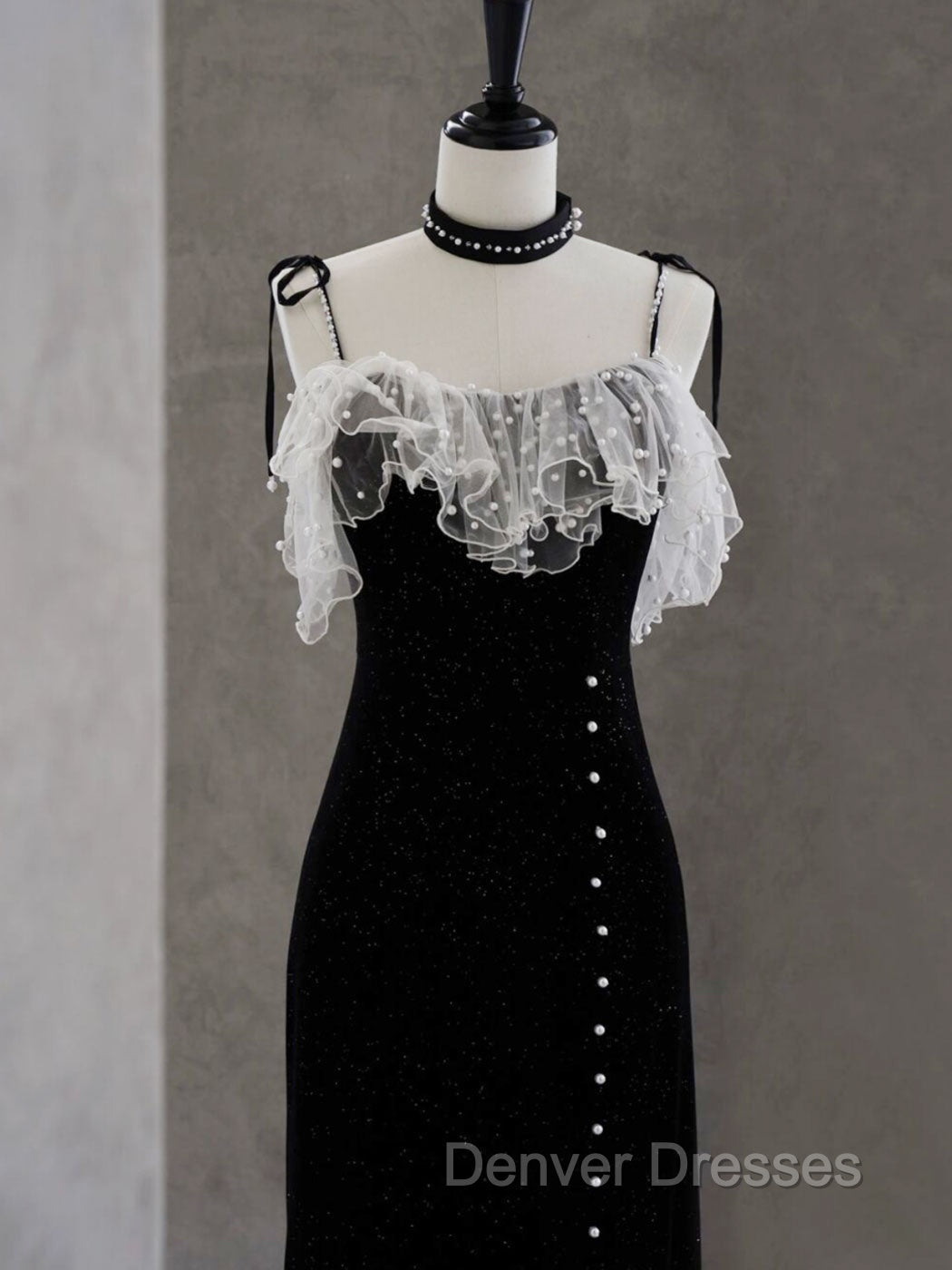 Black Mermaid Velvet Short Prom Dress, Black Short Evening Dress