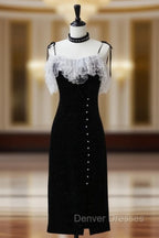 Black Mermaid Velvet Short Prom Dress, Black Short Evening Dress