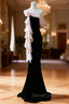 Black Mermaid Velvet Strapless Prom Dress