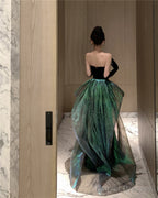 Black Mermaid Velvet Sweetheart Long Party Dress, Black Evening Dress Prom Dress