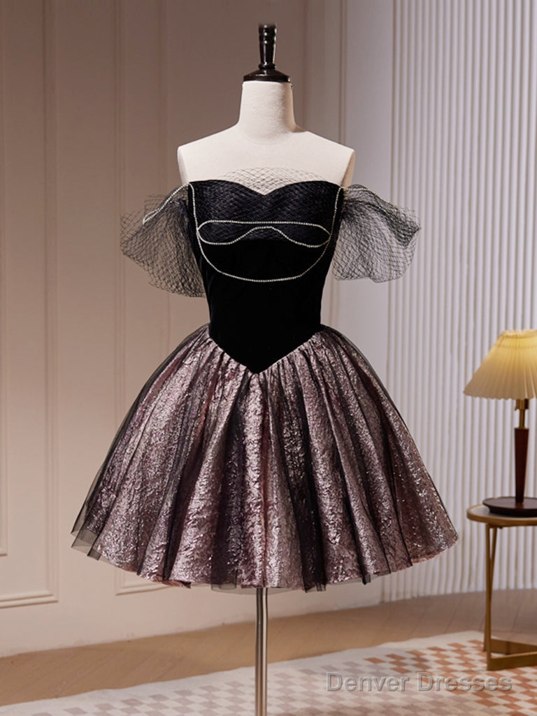 Black Mini Short Prom Dress, Sweetheart Neck Black Cute Homecoming Dress Main image