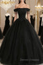 Black Off Shoulder Sweet 16 Formal Dress with Lace Black Formal Dress prom Dress shops