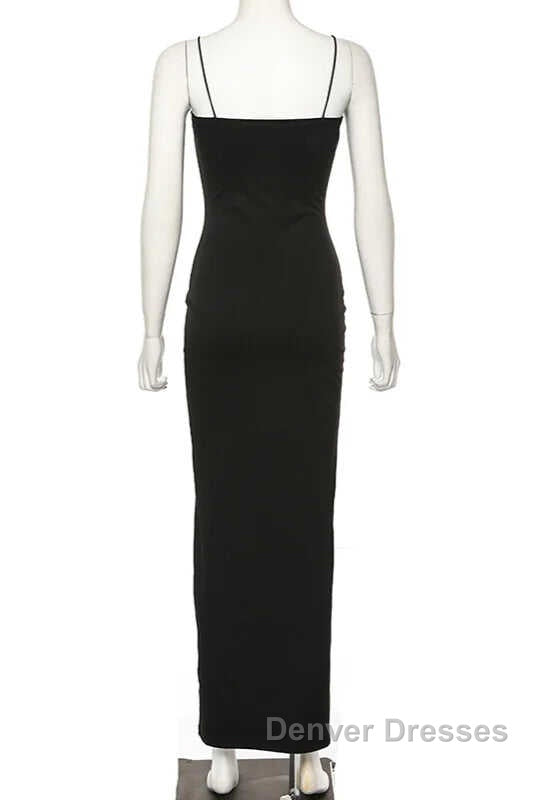 Black Party Dress, Gorgeous Spaghetti-Straps Mermaid Prom Dress Long With Split Evening gowns Secondary image