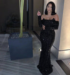 Black Prom Dress, Graduation Party Dress, Prom Dress Sequins