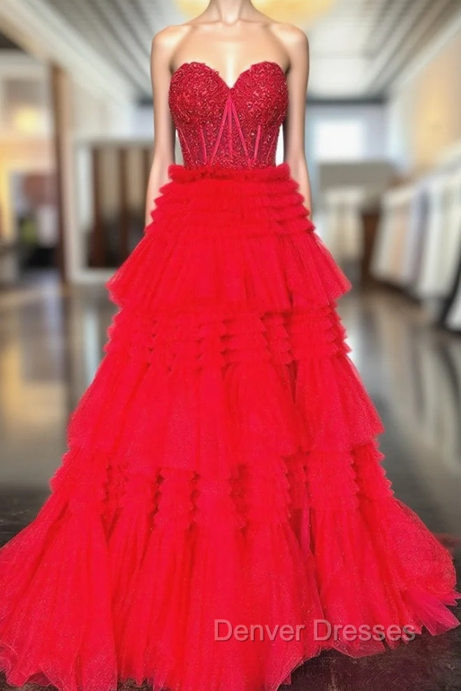 Black Red Purple Lace Prom Dress, Black Red Purple Lace Formal Evening Dress