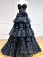 Black Red Purple Lace Prom Dress, Black Red Purple Lace Formal Evening Dress