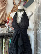Black/Red Sweet Vintage Fashion Backless Long A-Line Chiffon Tulle Ball Gown Evening Dress Birthday Dress