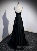 Black Satin Long Party Dress Black Simple Junior Prom Dress prom Dress shops