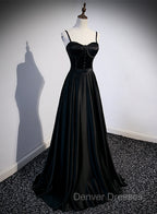 Black Satin Long Party Dress Black Simple Junior Prom Dress prom Dress shops